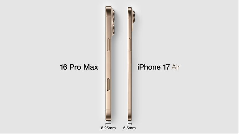 El iPhone 17 Air es sorprendentemente delgado comparado con los iPhone 16